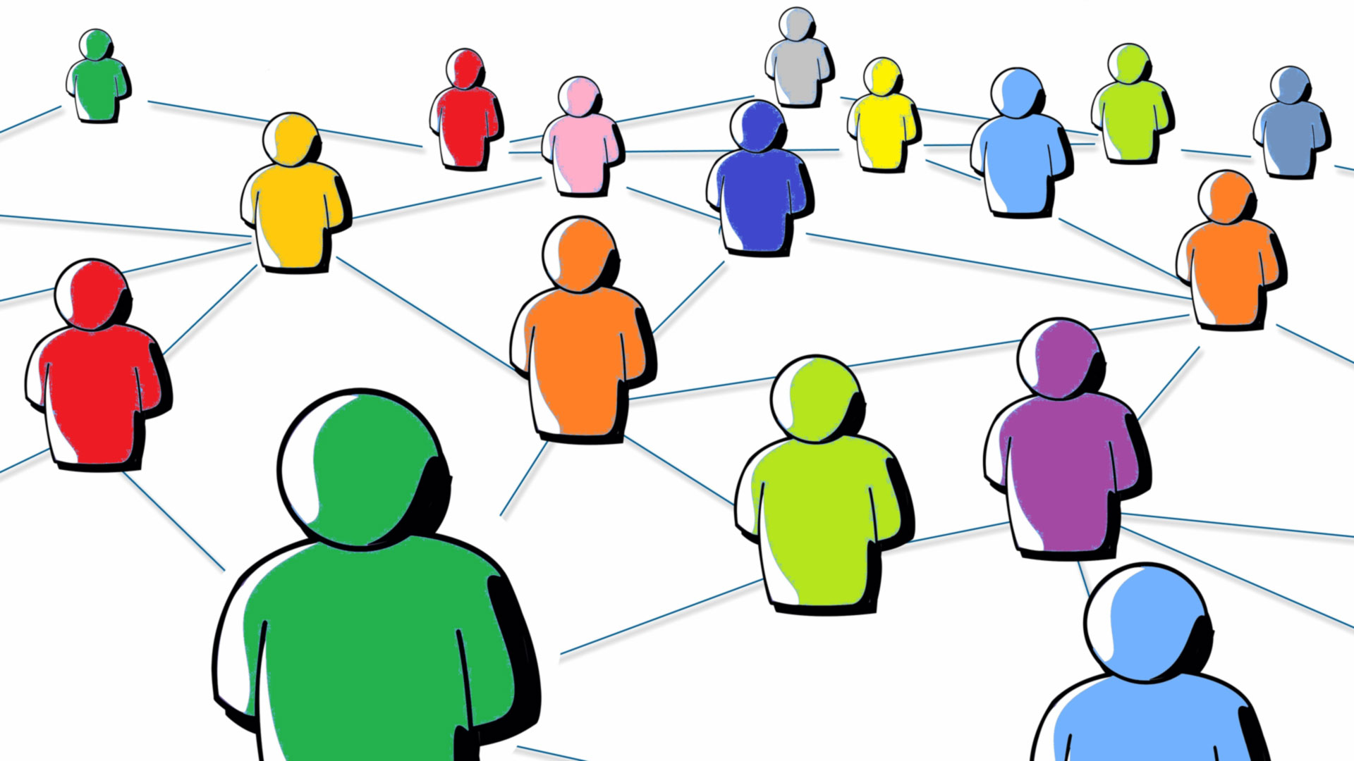 Graphic showing a network of links between people