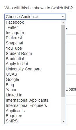 Screenshot of the Link Builder Tool's dropdown for audience.