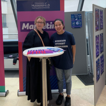 Giang Ha with Lisa Du-Lieu at an Open Day at Huddersfield Business School