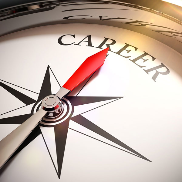 Compass needle pointing to 'career'