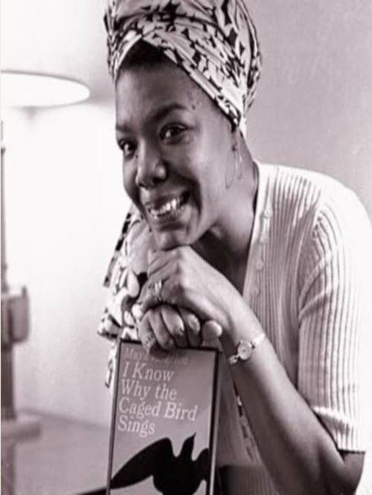 Maya Angelou with book 'I know why the caged bird sings'
