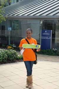 One of our helpful Student Ambassadors on the front line.