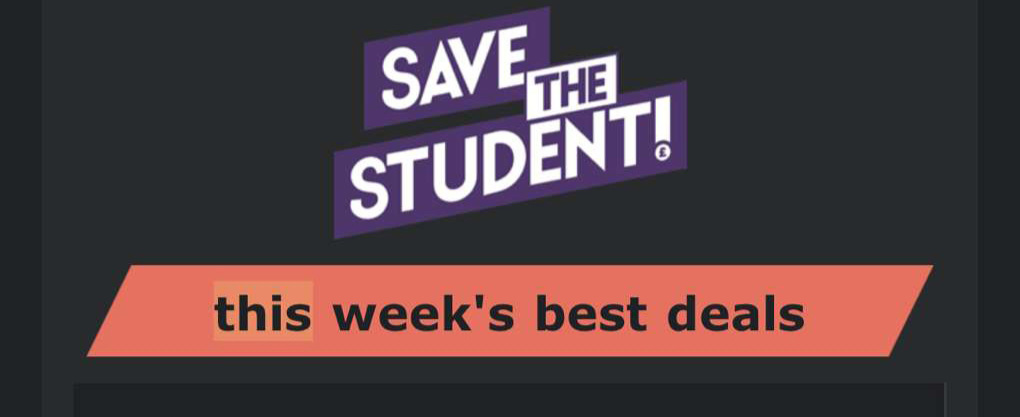 Save the student email detailing the week's best deals