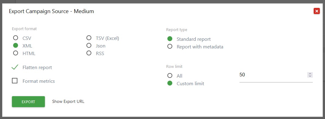 Export a table from Matomo