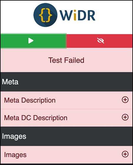 WiDR Test Failed