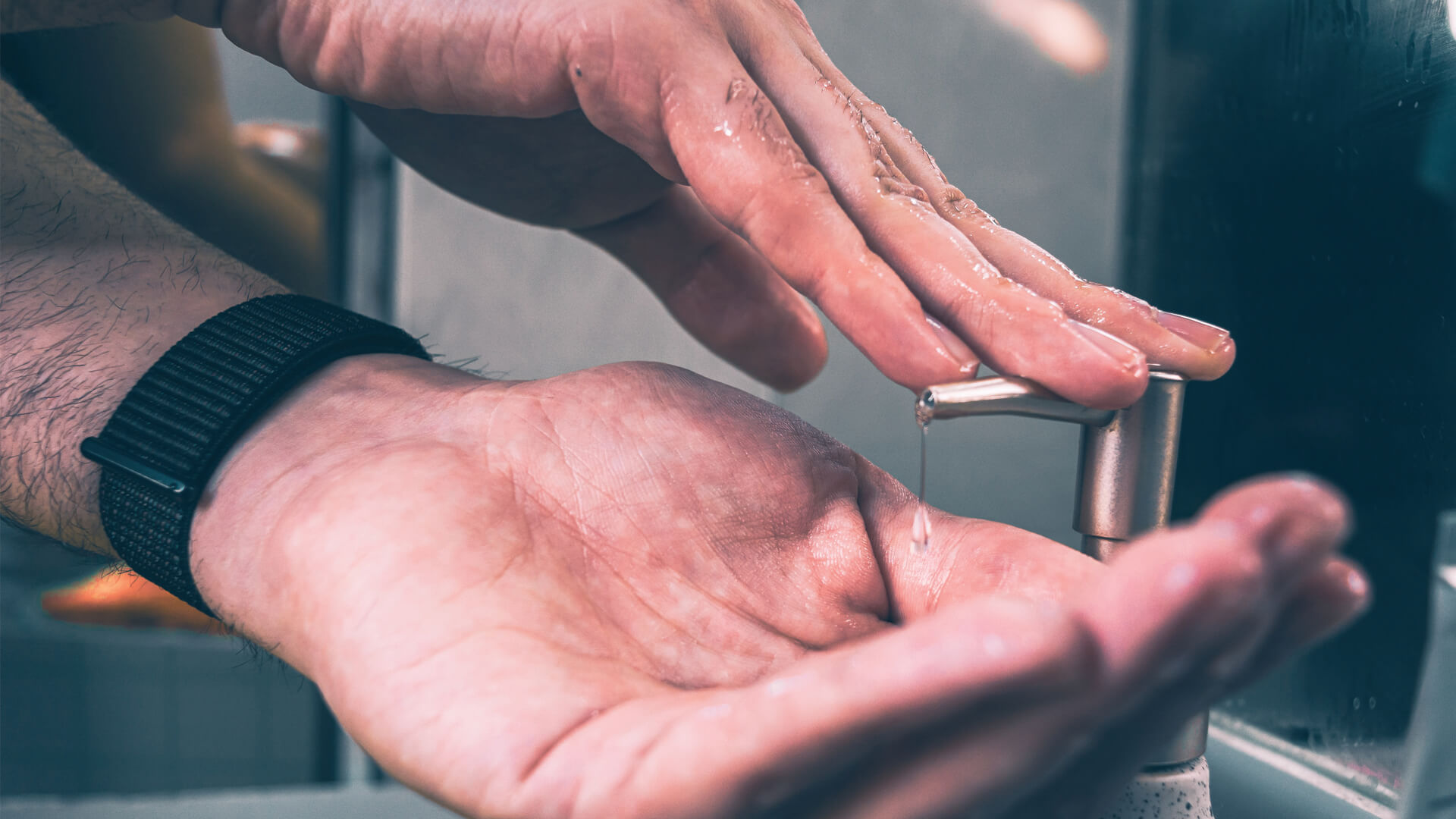 Someone maintaining good hand hygiene