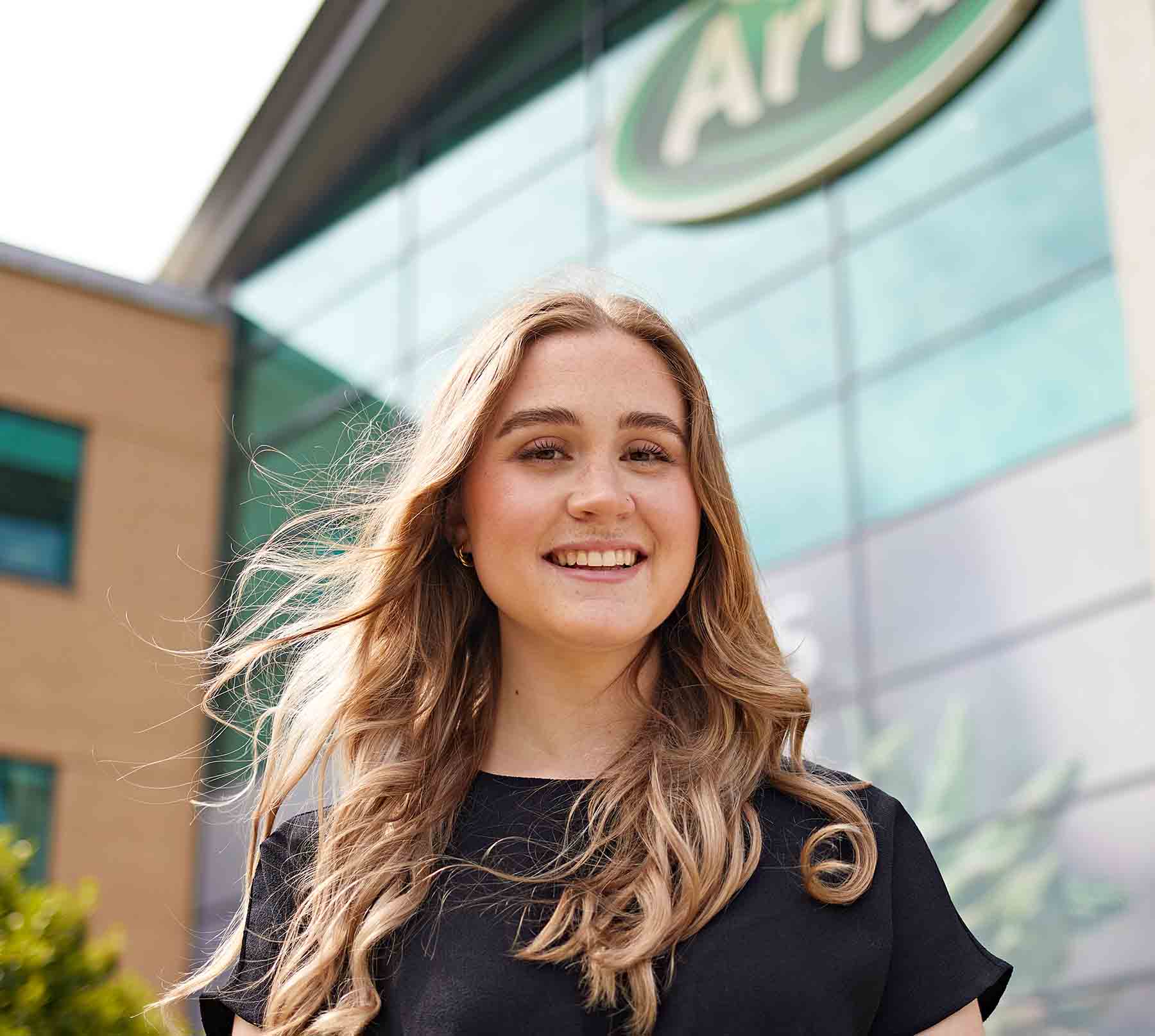 Abi Hutson outside Arla Foods