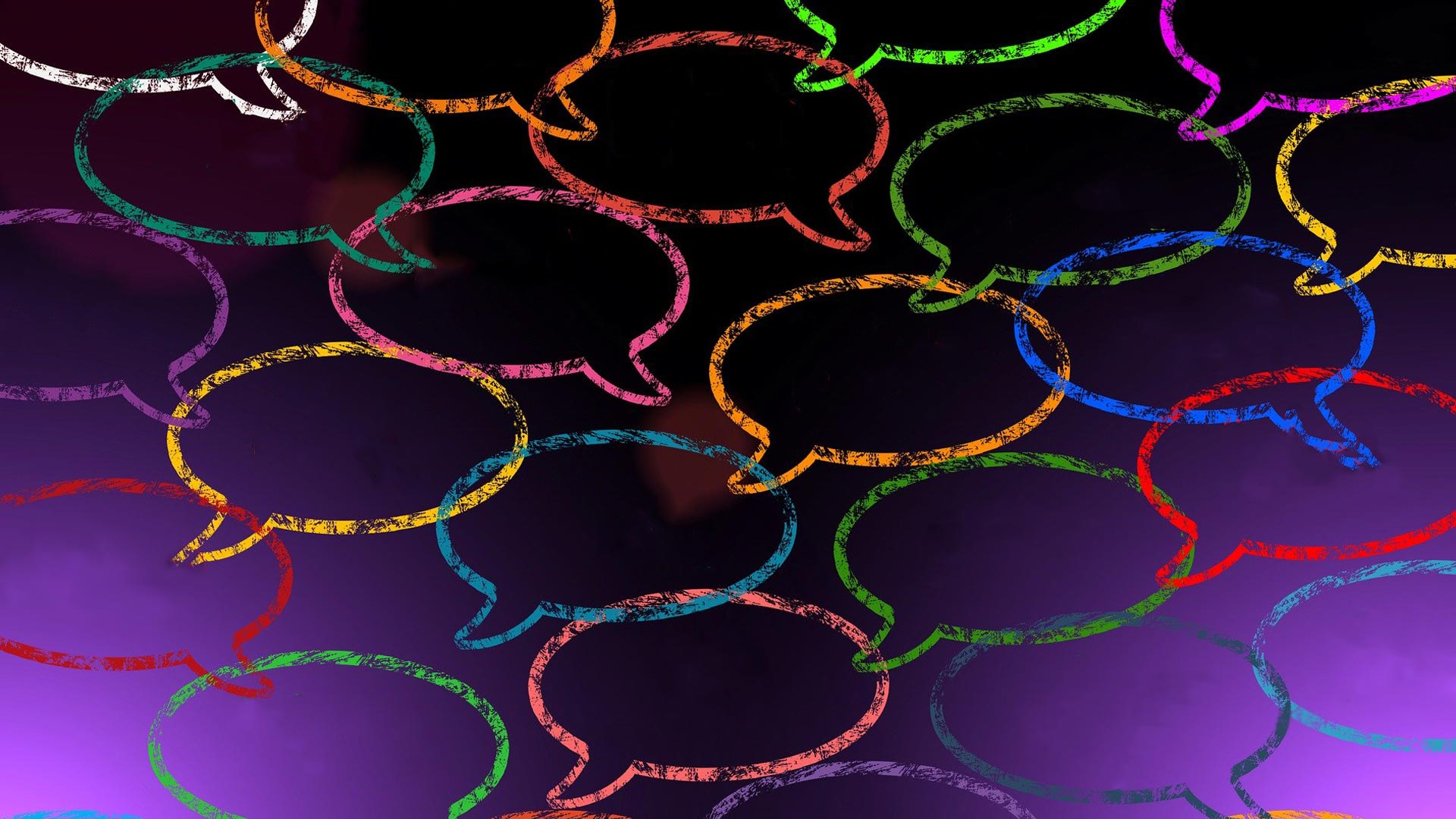Graphic image of speech bubbles in different colours
