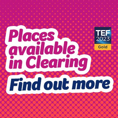 Pink graphic. Text reads: Places available in Clearing - find out more