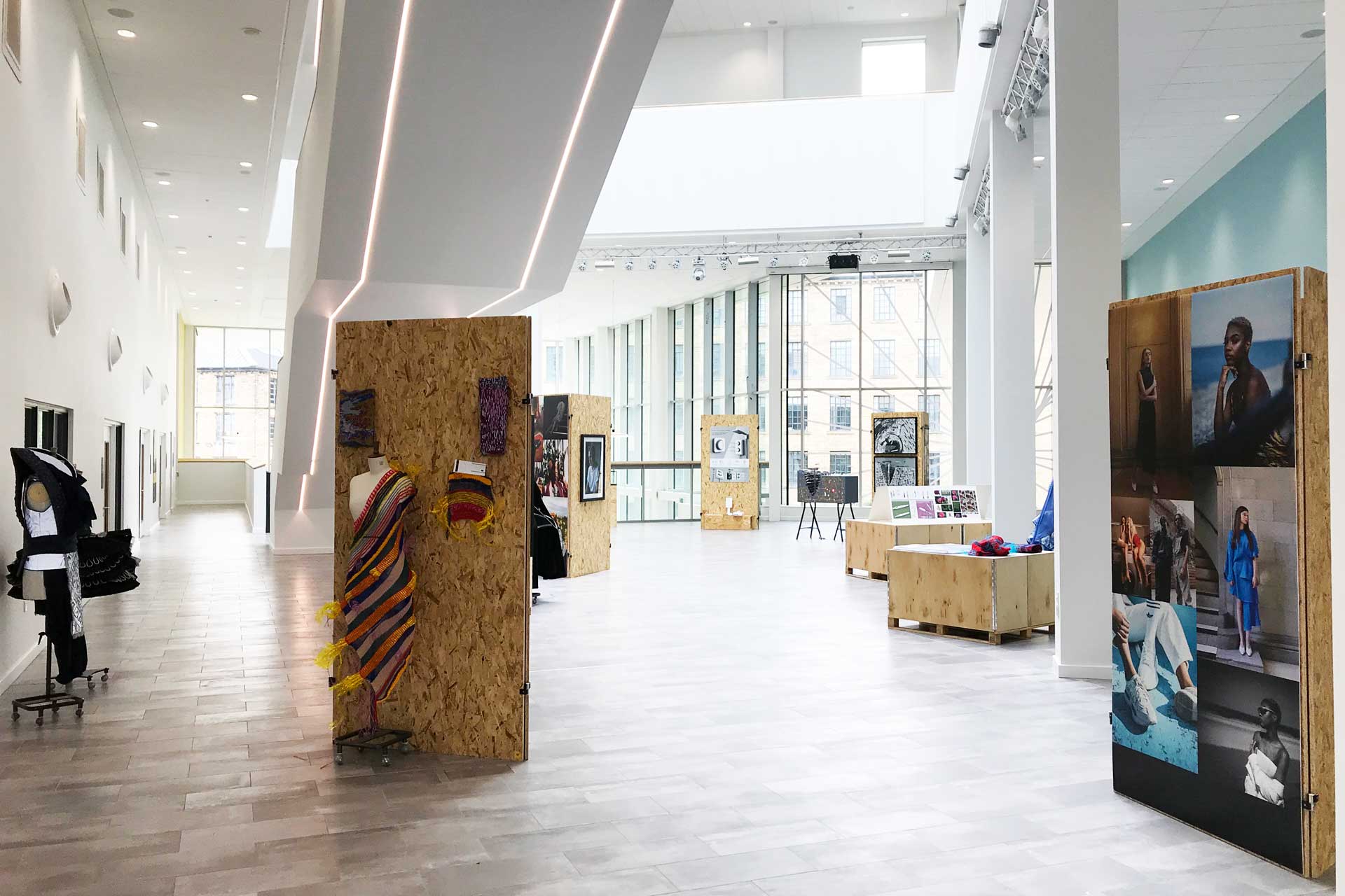 Exhibition and event space in the atrium of the Barbara Hepworth Building