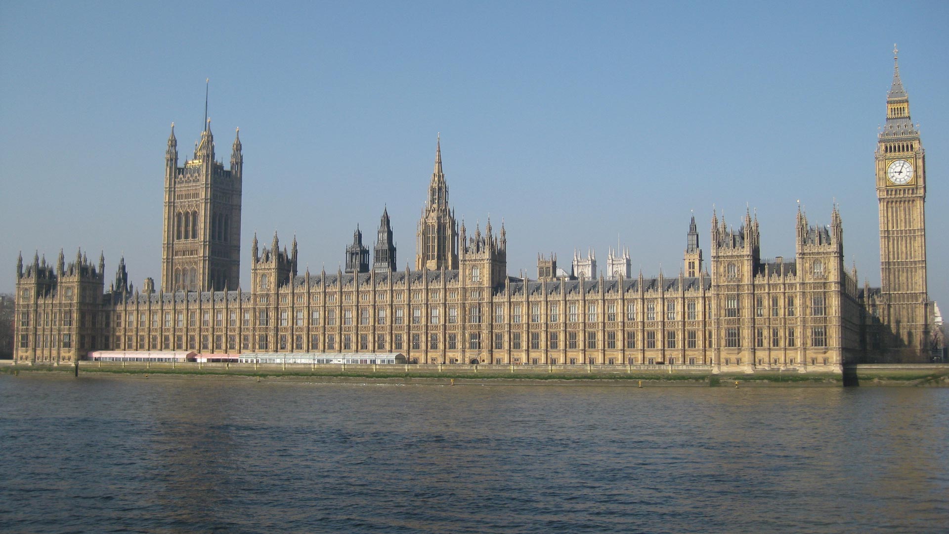 The Houses of Parliament, across the river