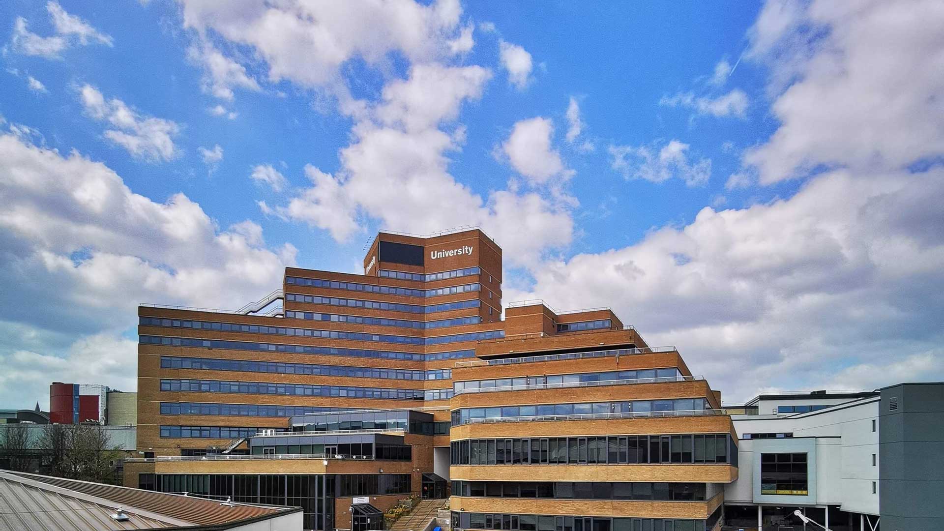 A photograph of the Schwann building at the University of Huddersfield.
