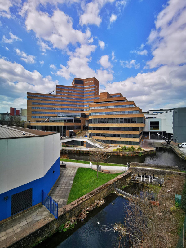 A photograph of the Schwann building at the University of Huddersfield