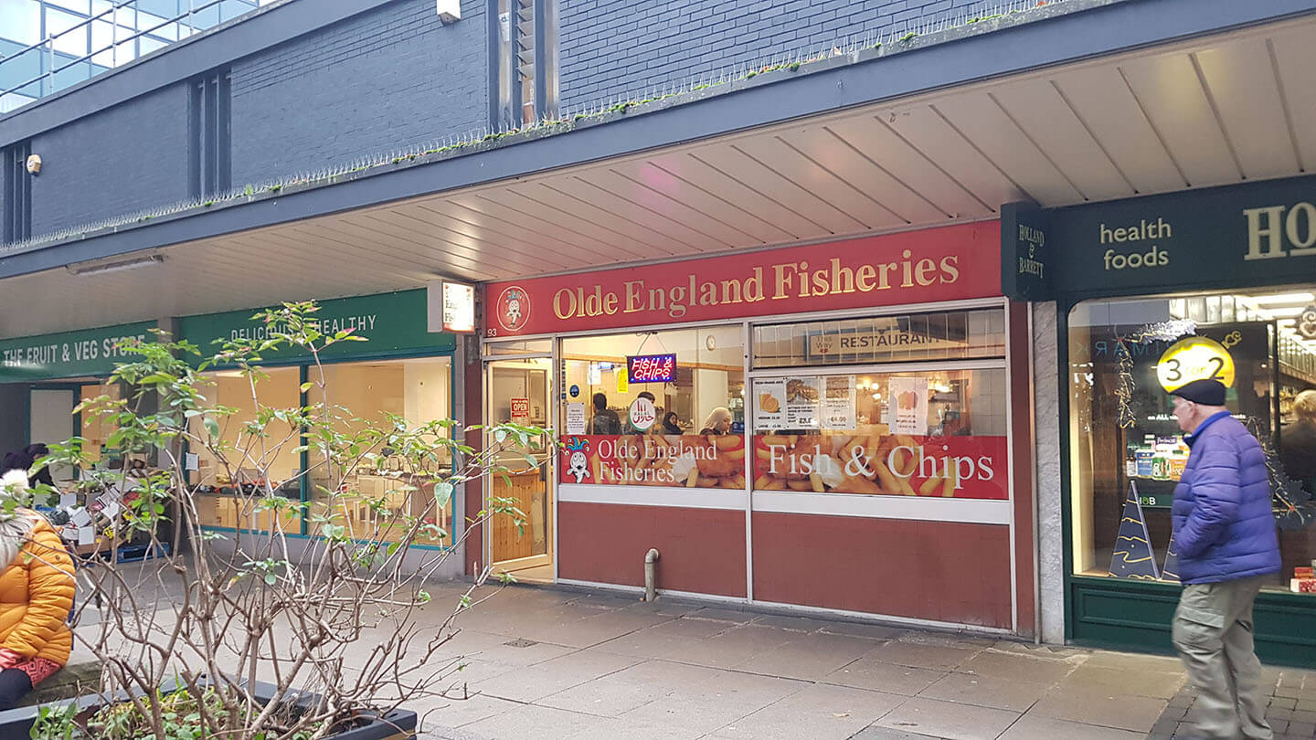 Fish and chip takeaway Olde England Fisheries based on New Street Huddersfield