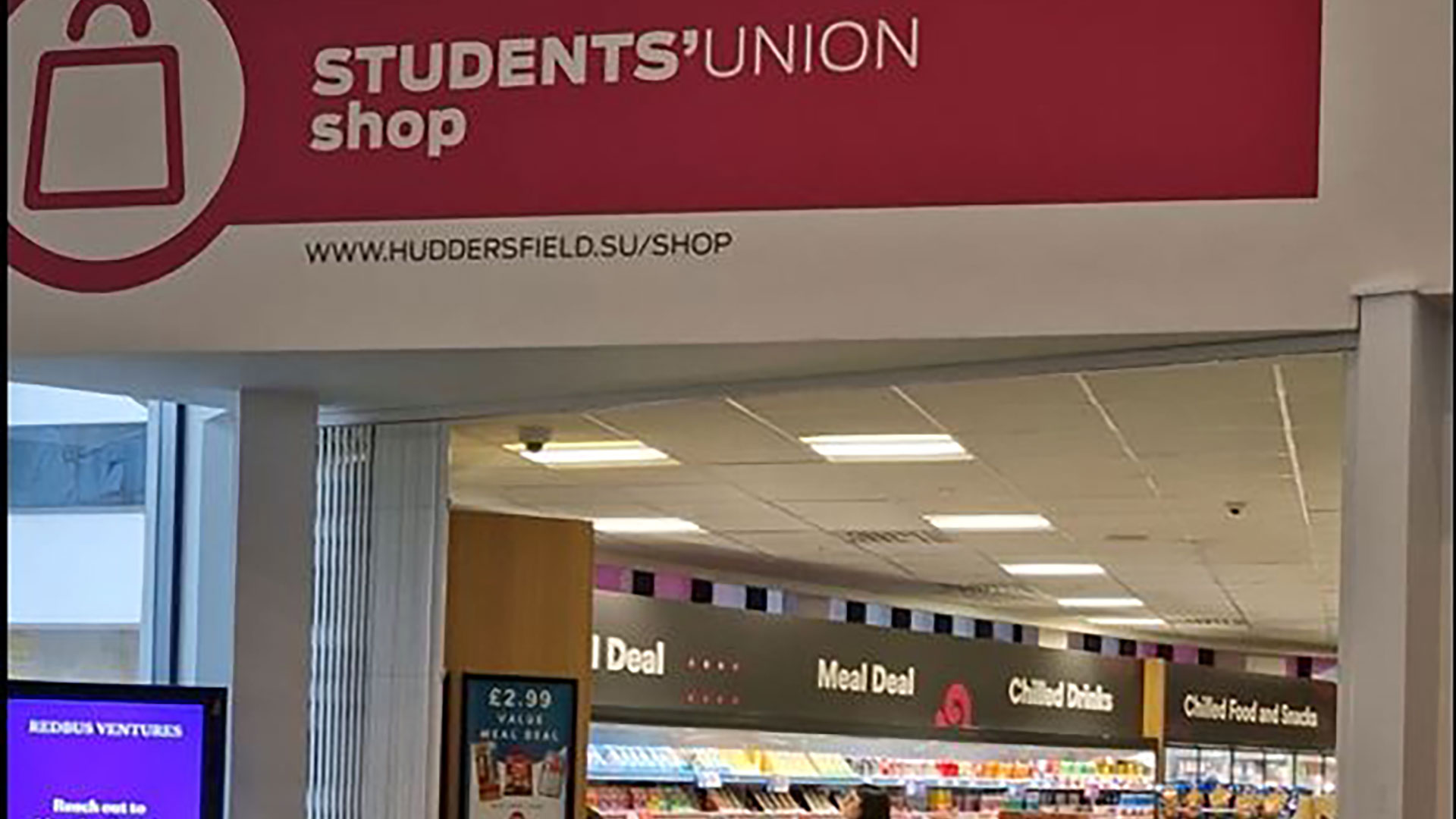 The entrance to the Students' Union shop