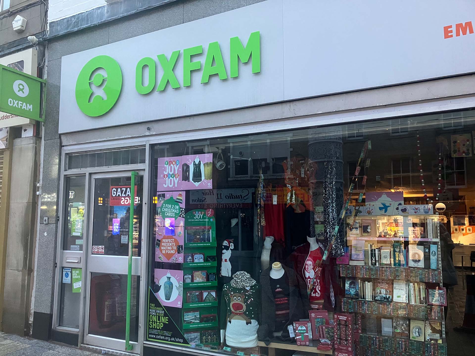 Oxfam charity shop in Huddersfield town centre