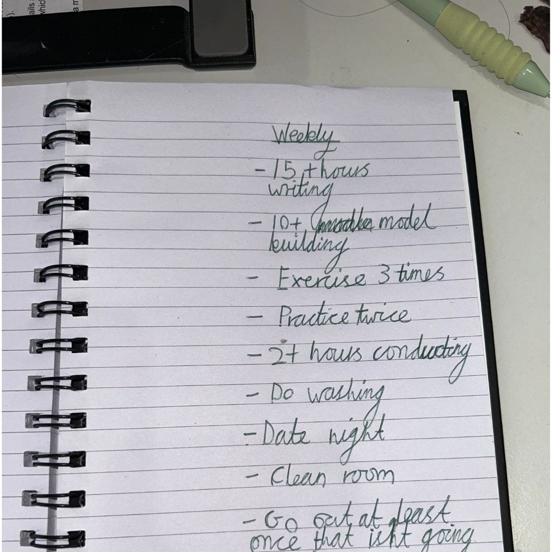 A notebook with a to do list written in it