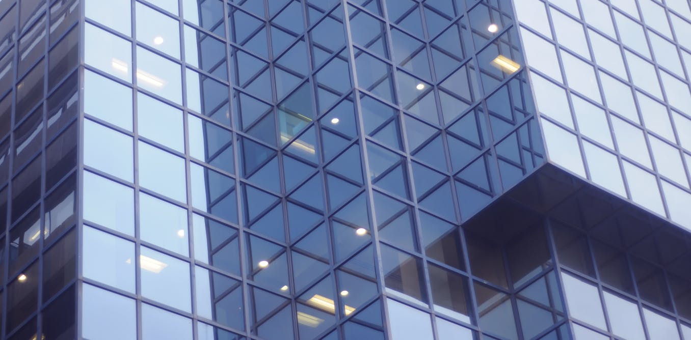 A glass financial building