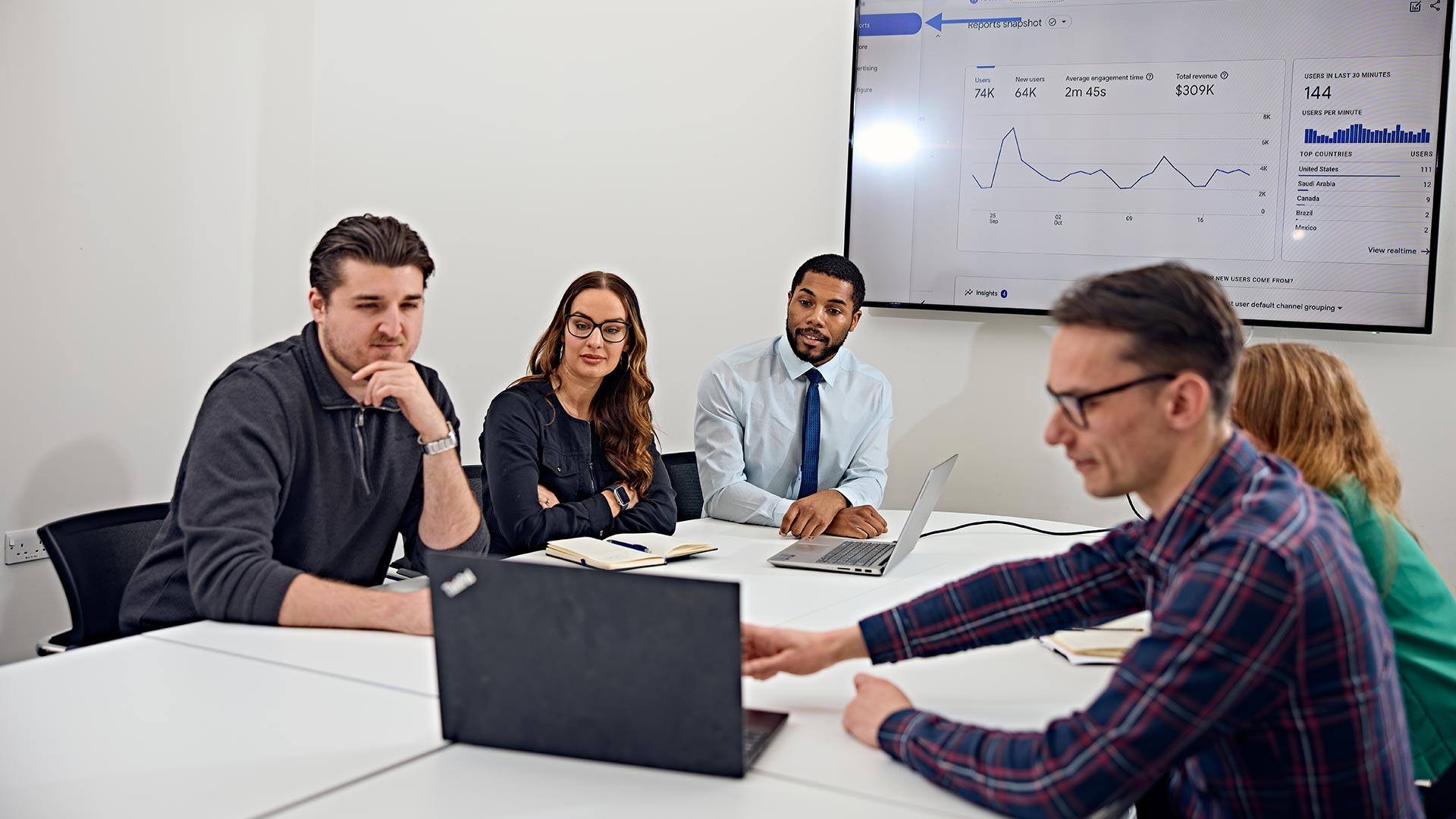 A group of professionals having a business meeting.