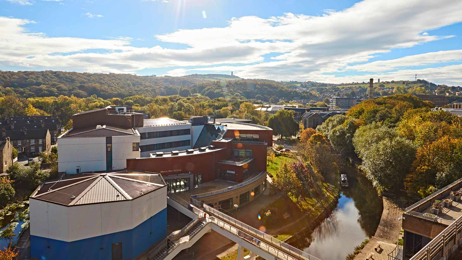 Aerial view of the Huddersfield Business School.