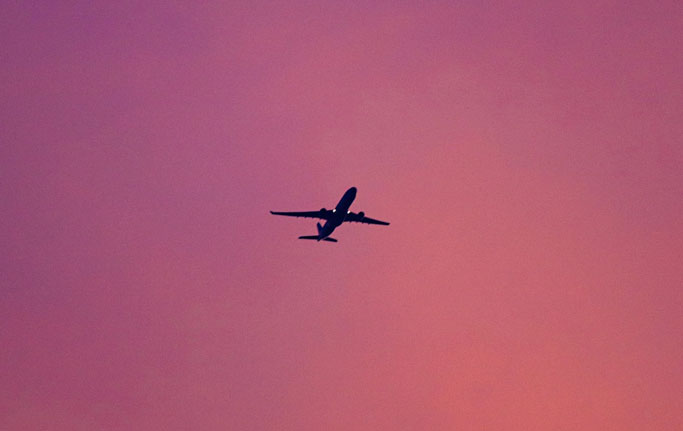 A plane for international students travelling to the UK