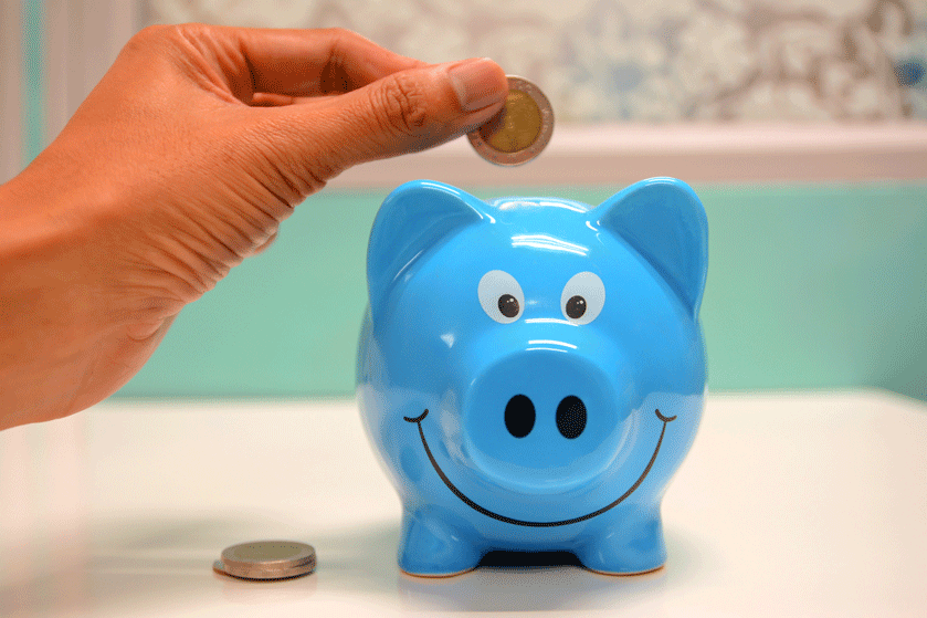 Piggy bank, saving money