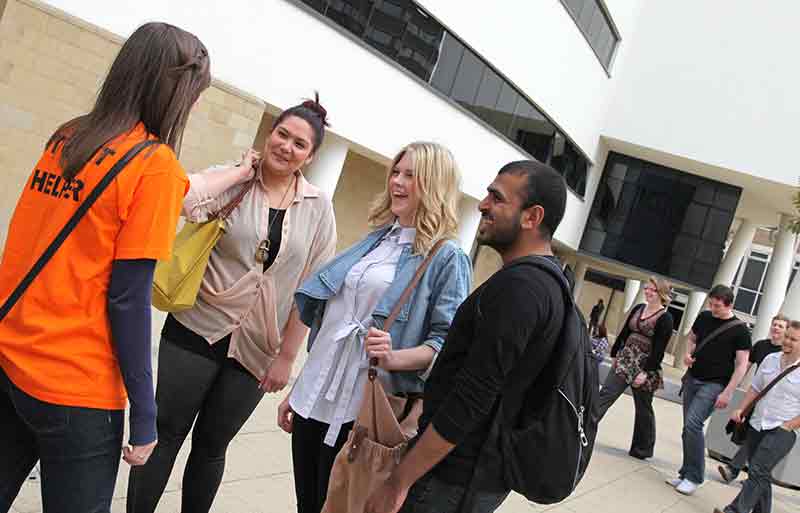 Students being given a campus tour