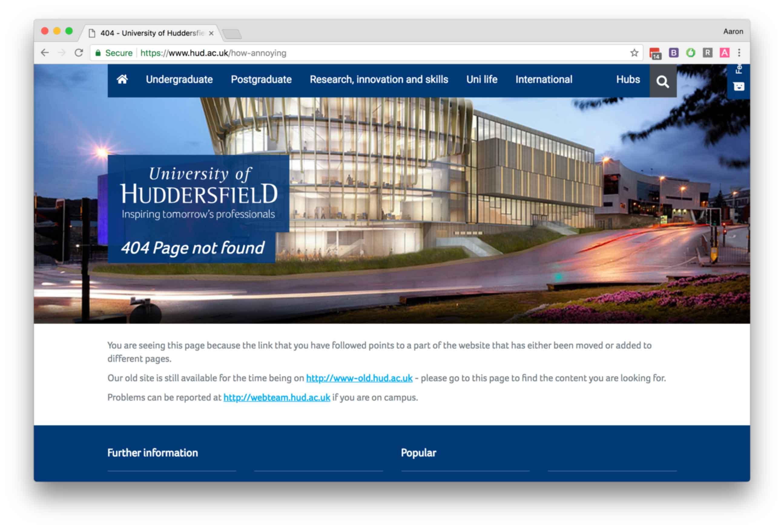 A screenshot of a browser showing a 404