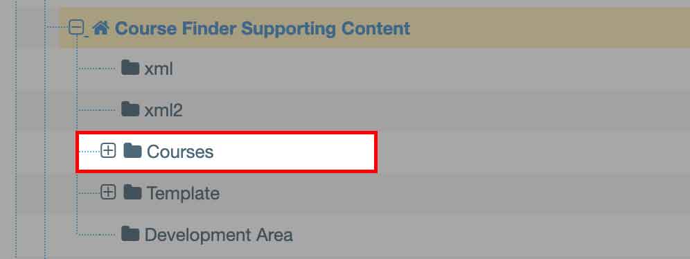  Course Finder Supporting Content channel at the bottom of your Site Structure list.