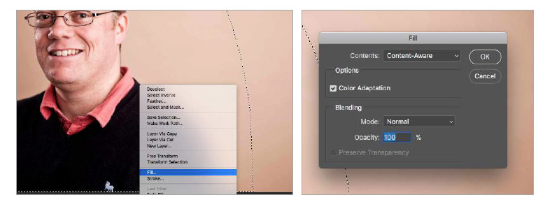 content-aware filling the background layer so it hides the target