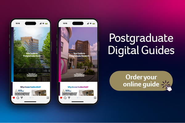 Banner with the words: Postgraduate digital guides: Order your online guide